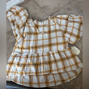 Altar'd State Yellow and White Peplum Blouse